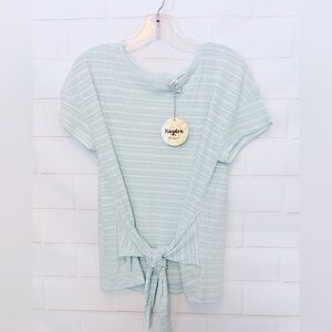 Hayden Los Angeles Striped Tie Front Top Size L NWT